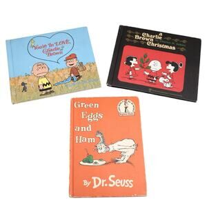 Vintage 60s Charlie Brown & Dr. Seuss Green Eggs & Ham Childrens Hardcover Books